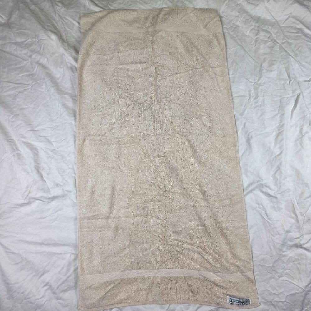 Vintage Fieldcrest Cotton Bath Towel Cream Beige Made In USA Absorbent